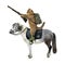 Cat with rifle rides horse