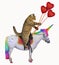 Cat with ruby hearts on the unicorn