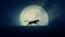 Cat Running on a Rising Full Moon Background