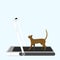 Cat running on treadmill. Vector illustration of training cat on treadmill