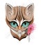 cat& x27;s head portrait with flowers and jewellery