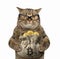Cat with a sack of bitcoins