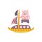 Cat On A Sailing Boat Stylized Fantastic Illustration