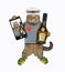 Cat seaman with rum and a smartphone