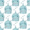 Cat seamless pattern. Small cat sleeping. Blue kitty