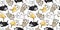 Cat seamless pattern vector kitten calico pet repeat wallpaper scarf isolated tile background cartoon illustration