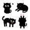 Cat set. Nail claw scratch, sitting, screaming, sleeping, looking at butterfly. Black kitten. Cute cartoon funny character Baby pe