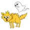 The cat is shivering in fear when it meets a ghost, doodle icon image kawaii