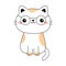 Cat sitting. Kitten in glasses. Face head line contour silhouette icon. Funny kawaii smiling doodle animal. Pink cheeks, ears,