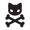 Cat skull icon cross bone logo Halloween illustration symbol