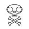 Cat skull symbol with crossed bones. Pirate symbol