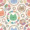 Cat sleep mandala love pastel seamless pattern