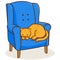 Cat sleeping in an armchair. Vector illustration