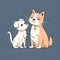 the cat sleeps on the dog. illustration of animal friendship in a flat style. Generative AI