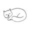 Cat sleeps hand drawn in doodle style. single element for design icon, sticker, poster, card, tattoo. , scandinavian, hygge,