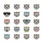 Cat smiley faces icon set.