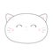 Cat smiling head face. Linear silhouette icon. Contour line. Cute cartoon kitty character. Kawaii animal. Funny baby kitten. Love