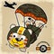 Cat soldier cartoon the funny paratrooper