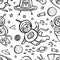 CAT SPACE PATTERN MONOCHROME Cute Traveling Animal Vector