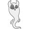 Cat spirit in the form of a spooky white ghost, doodle icon image kawaii