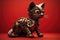 A cat statue made of metal and gears, AI