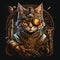 Cat steam punk showcases a feline figure with an industrial and retro-futuristic touch, symbolizing creativity and originality