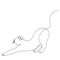 The cat stretches. A continuous line. Vector illustration drawn with a single line