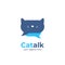 Cat talk discussion logo, cat lover community forum chat logo icon in bubble speak shape