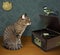 Cat with tit near record player