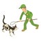 Cat trapping icon isometric vector. Man with noose for trapping domestic animal