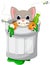 Cat in trash cartoon