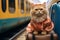 Cat travel humor Amusing concept of a cat going on vacation