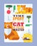 Cat typography poster, vector illustration. Flat style card with inspirational quote time spent with cats is never