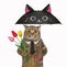 Cat under black umbrella 3