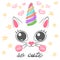 Cat, unicorn, caticorn illustration. Idea for print baby, girl t-shirt.