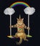 Cat unicorn riding on a cloud swing 2