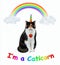 Cat unicorn under rainbow