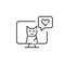 Cat user giving a like feedback. Pixel perfect, editable stroke line icon