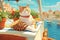 Cat Vacation Chronicles: Follow the travel adventures of a curious cat who explores coastal towns, capturing the essence of summer