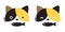Cat vector calico head icon logo kitten fish cartoon character illustration