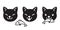 Cat vector icon kitten calico eating fish salmon tuna logo cartoon character illustration head doodle black