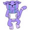 The cat was sad crying sobbing with tears spilling in the basin. doodle icon image kawaii
