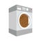 Cat in Washer isolated. pet inside washing machine Cartoon Style. Vector