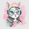 Cat wearing aviator goggles. Created using ai generative.