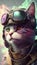 Cat wearing aviator goggles. Created using ai generative.