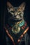 A cat wearing a collar and a necklace. Generative AI image.