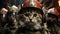 A cat wearing a fireman's helmet, AI