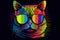 Cat wearing rainbow sunglasses, lgbt pride, graffiti style, generative ai