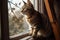 Cat window closeup. Generate Ai