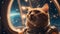 cat on the window highly intricately detailed photograph of Cat astronaut in space inside a window